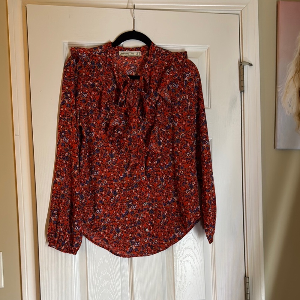 A&F Red Floral Blouse